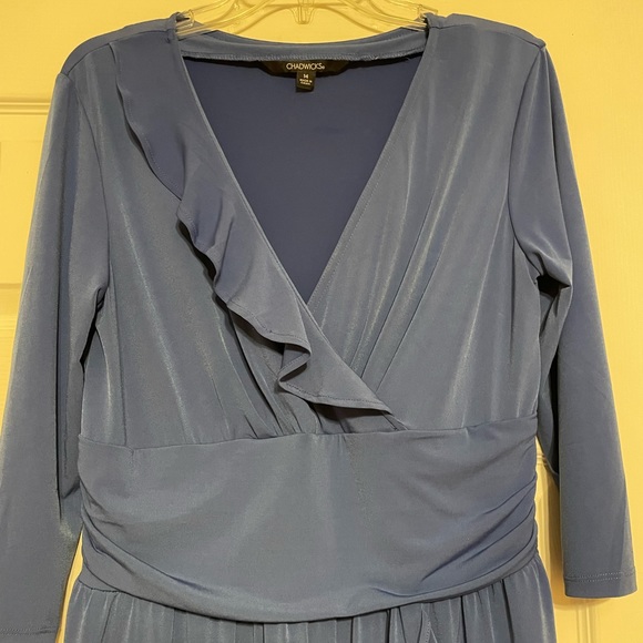 Chadwick’s Shape Blue Faux Wrap Dress - Size 14 - Picture 2 of 6